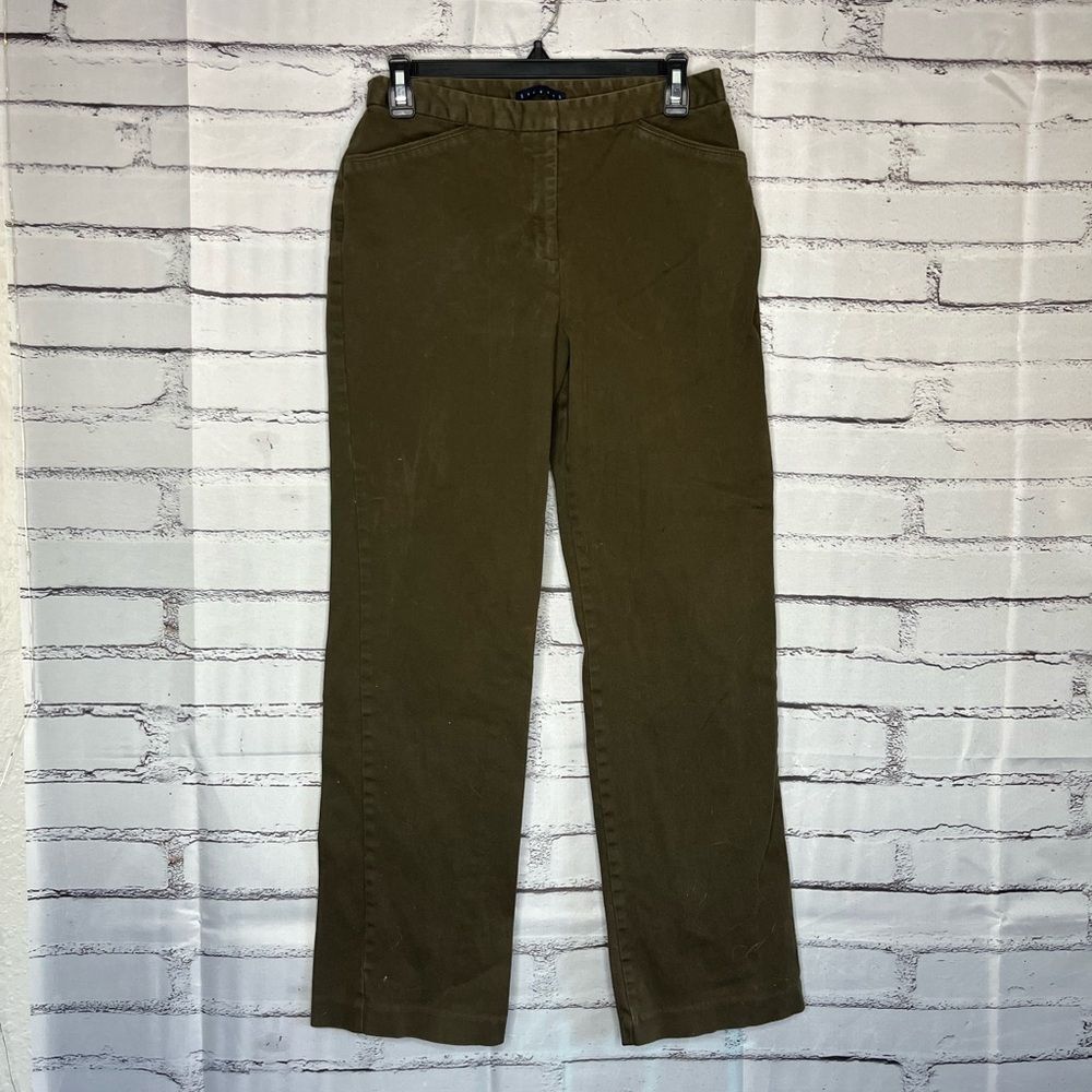 Hillard & Hanson Green Wide Leg Chinos Classic Stretch Fit Casual SZ 28 Y2K